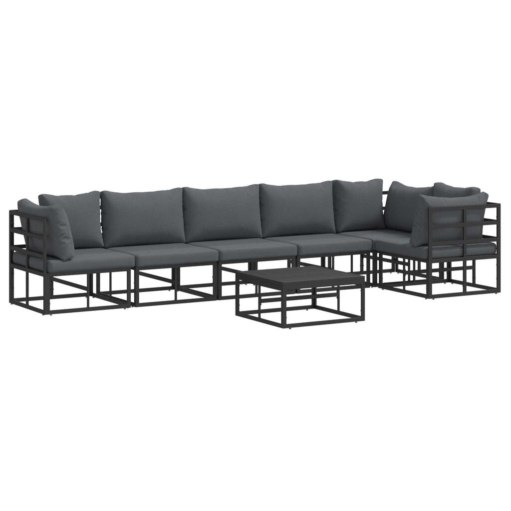 vidaXL Σετ Καναπέ Κήπου 7 pcs Μαύρο 70 x 70 x 32 εκ Αλουμίνιο