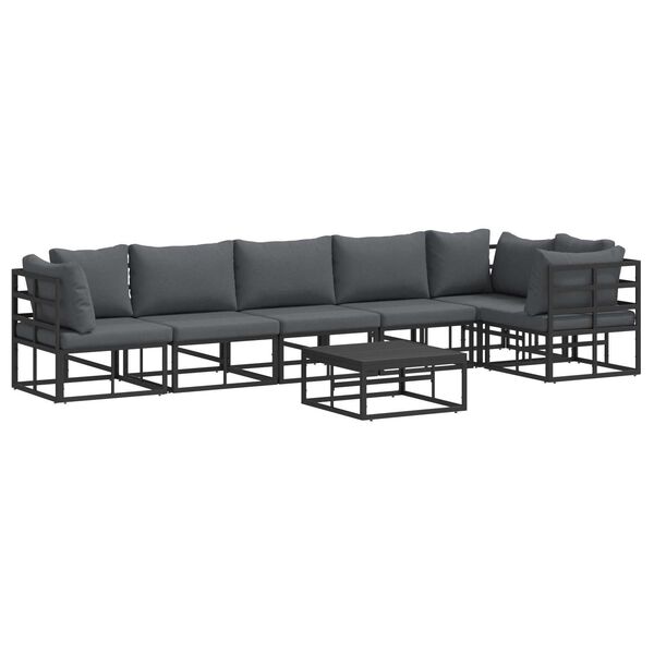 vidaXL Σετ Καναπέ Κήπου 7 pcs Μαύρο 70 x 70 x 32 εκ Αλουμίνιο