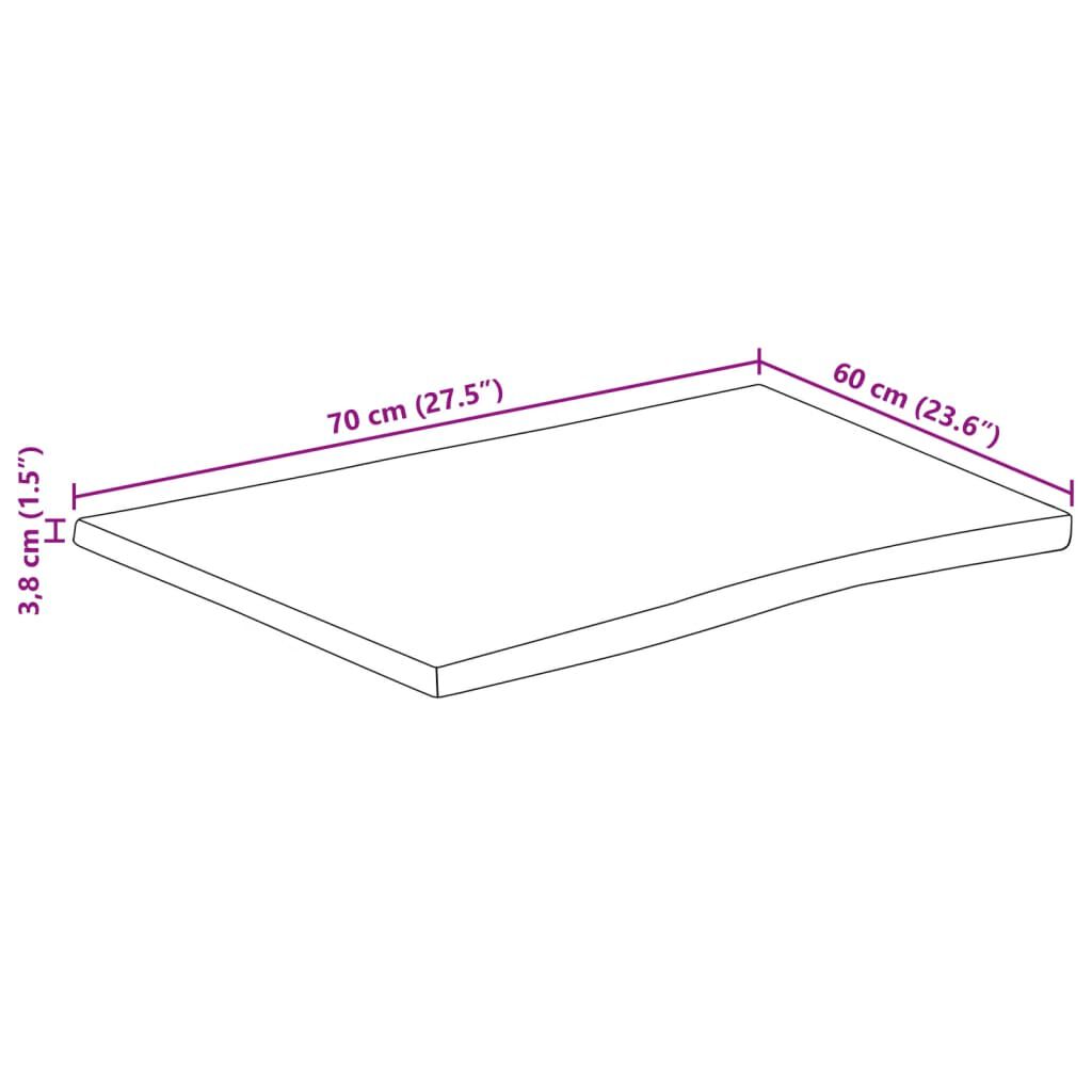 vidaXL Επιφάνεια Τραπεζιού 70x60x3,8 εκ. Live Edge Μασίφ Ξύλο Μάνγκο