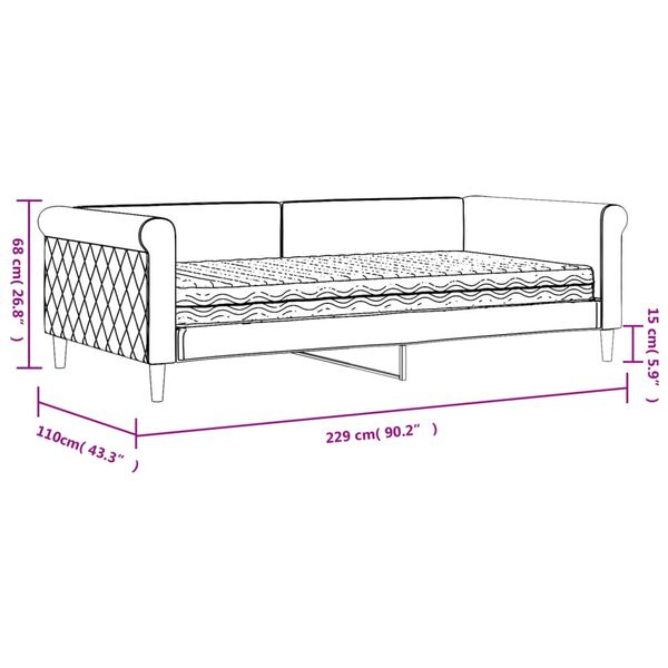 vidaXL Καναπέ Κρεβάτι με Στρώμα Ροζ 100 x 200 εκ. Βελούδινος