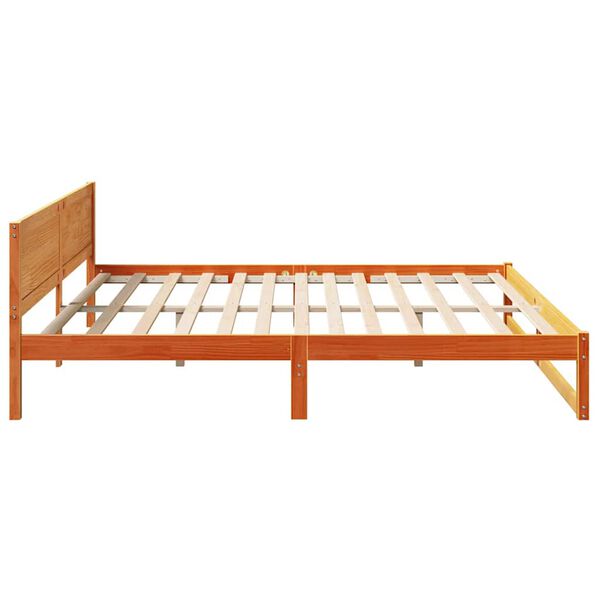vidaXL Σκελετός Κρεβατιού Καφέ 200 x 200 cm Μασίφ ξύλο πεύκου