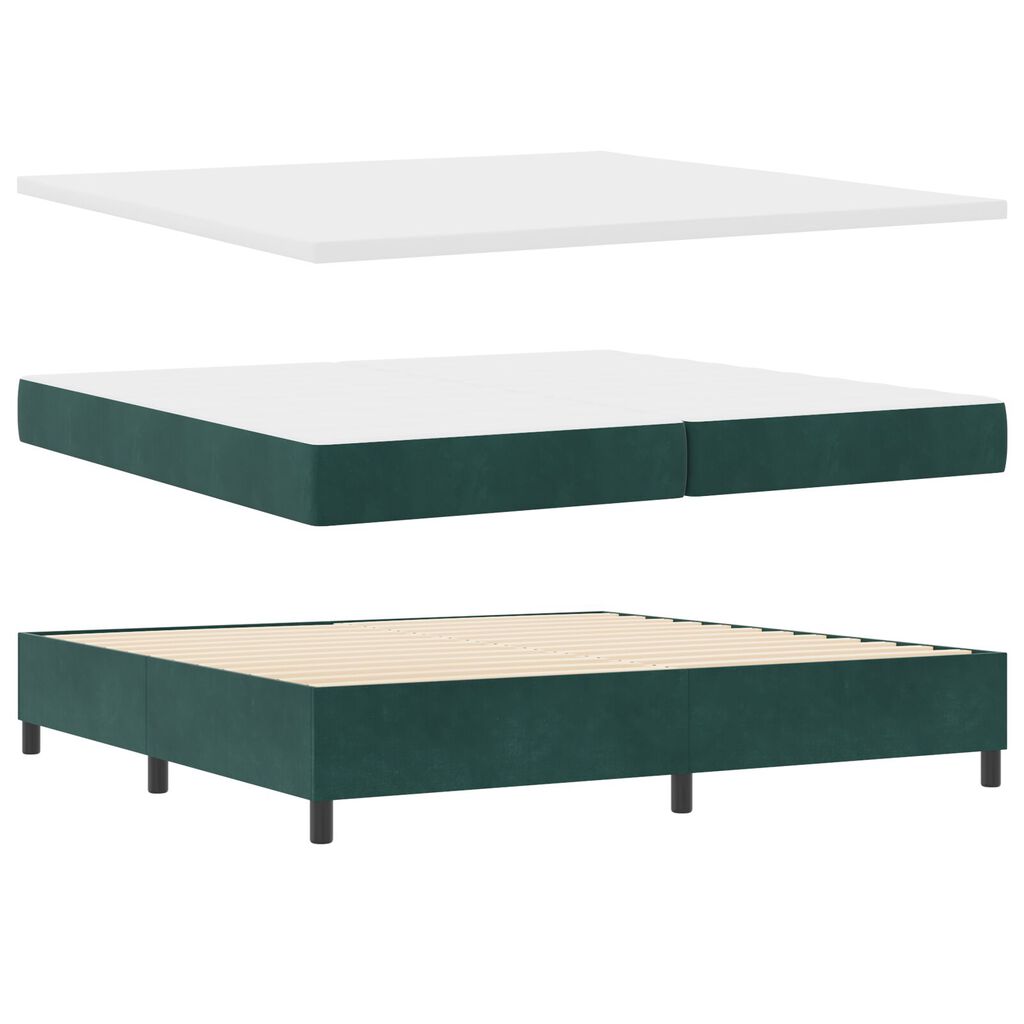 κρεβάτι box spring vidaXL με στρώμα σκούρο πράσινο 200x200 εκ. βελούδινο