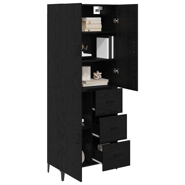 vidaXL Highboard &Mu;&alpha;ύ&rho;&eta; &Omicron;&xi;&upsilon;ά 69,5 x 34 x 180 &epsilon;&kappa;. &Epsilon;&pi;&epsilon;&xi;&epsilon;&rho;&gamma;&alpha;&sigma;&mu;έ&nu;&omicron; &xi;ύ&lambda;&omicron;