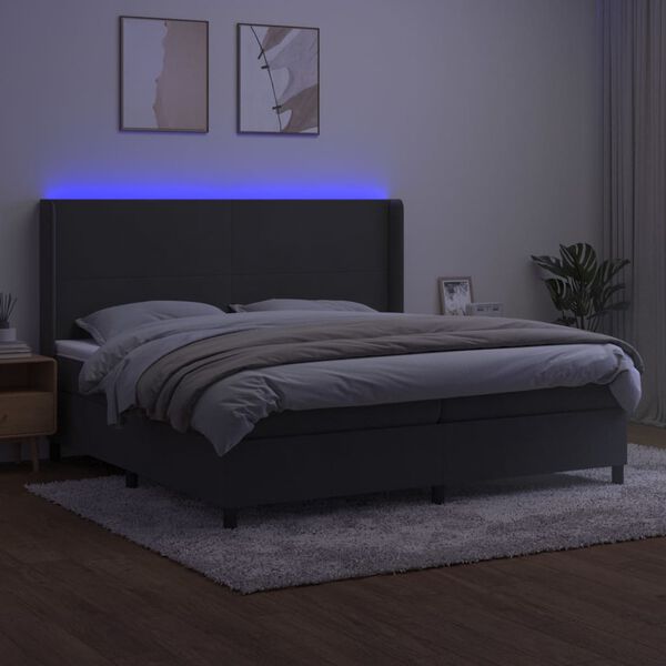 vidaXL &Kappa;&rho;&epsilon;&beta;ά&tau;&iota; Boxspring &mu;&epsilon; &Sigma;&tau;&rho;ώ&mu;&alpha; & LED &Sigma;&kappa;. &Gamma;&kappa;&rho;&iota; 200x200&epsilon;&kappa;. &Beta;&epsilon;&lambda;&omicron;ύ&delta;&iota;&nu;&omicron;