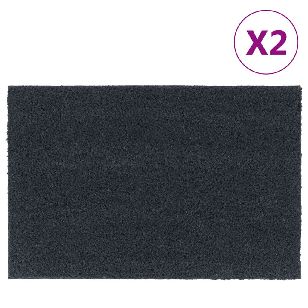 vidaXL Πατάκι Εισόδου 2τεμ. Σκούρο Γκρι 40x60εκ Θυσανωτός Κοκοφοίνικας