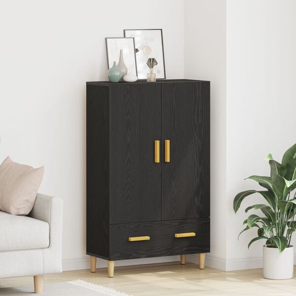 vidaXL Highboard με συρτάρι Μαύρο 70 x 31 x 115 εκ Επεξεργασμένο ξύλο