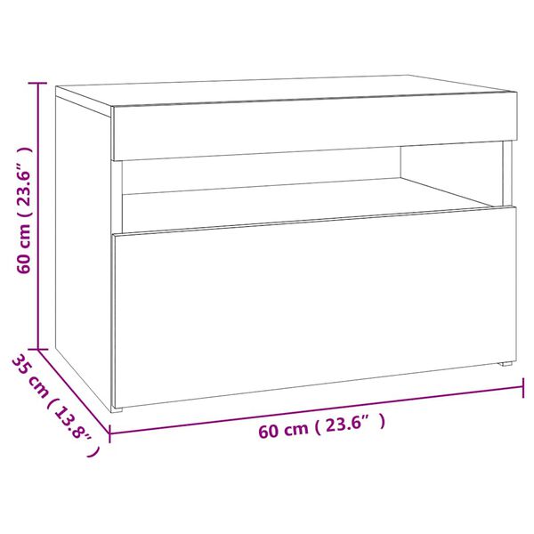 vidaXL Έπιπλο Τηλεόρασης με LED Γκρι Σκυροδέματος 60 x 35 x 40 εκ.