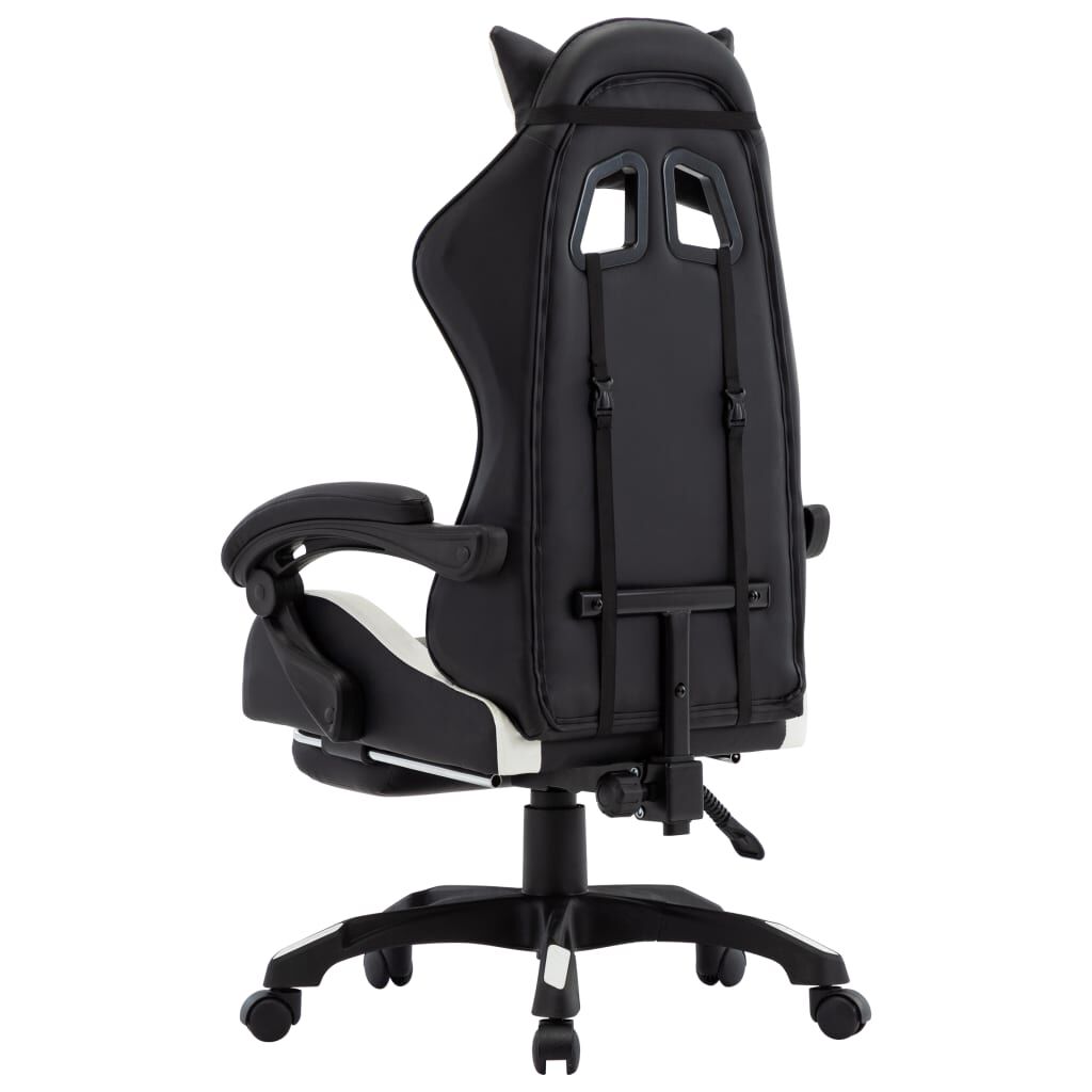 vidaXL Καρέκλα Racing με Υποπόδιο Λευκή/Μαύρη από Συνθετικό Δέρμα