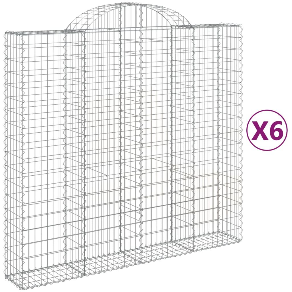 vidaXL Συρματοκιβώτια Τοξωτά 6 τεμ. 200x50x180/200 εκ. Γαλβαν. Ατσάλι
