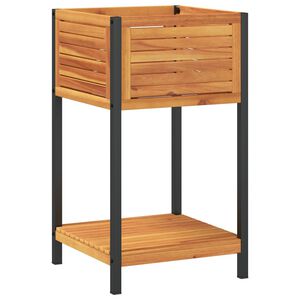 vidaXL Ζαρντινιέρα Κήπου με Ράφι 45x45x80 εκ. Μασίφ Ακακία/Ατσάλι