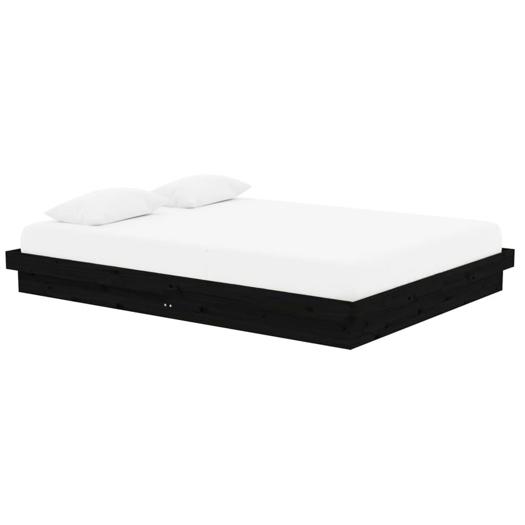 vidaXL Πλαίσιο Κρεβατιού Μαύρο 150 x 200 εκ. Μασίφ Ξύλο King Size