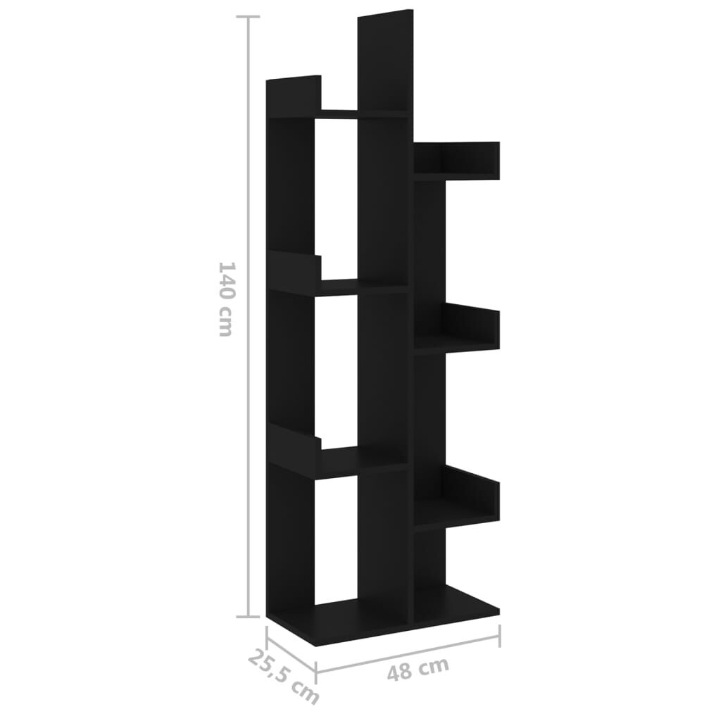vidaXL Βιβλιοθήκη Μαύρη 48 x 25,5 x 140 εκ. από Επεξ. Ξύλο