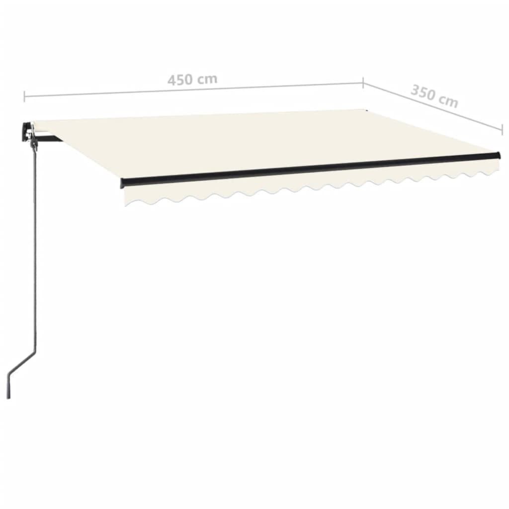 vidaXL Τέντα Συρόμενη Χειροκίνητη με LED Κρεμ 450 x 350 εκ.