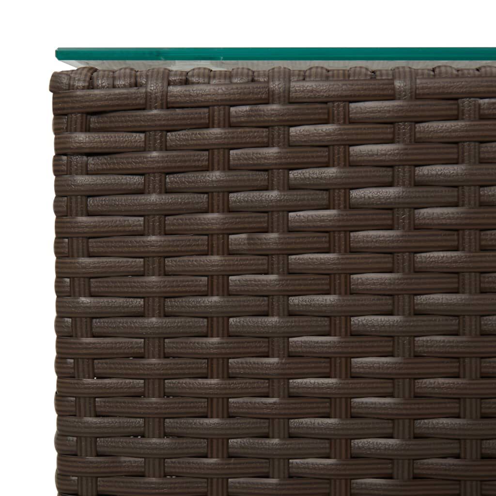 vidaXL Τραπεζάκι Καφέ 35x35x52 εκ. Συνθετ. Ρατάν με Γυάλινη Επιφάνεια