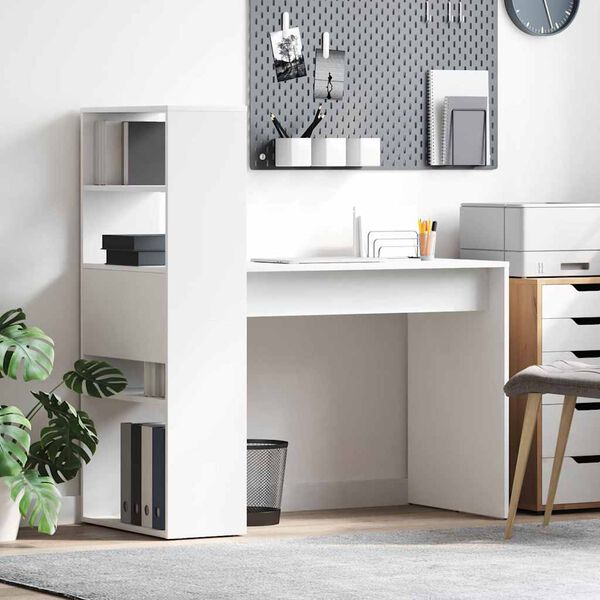 vidaXL Γραφείο με ράφι Λευκό 113 x 54 x 120 εκ. Επεξεργασμένο ξύλο