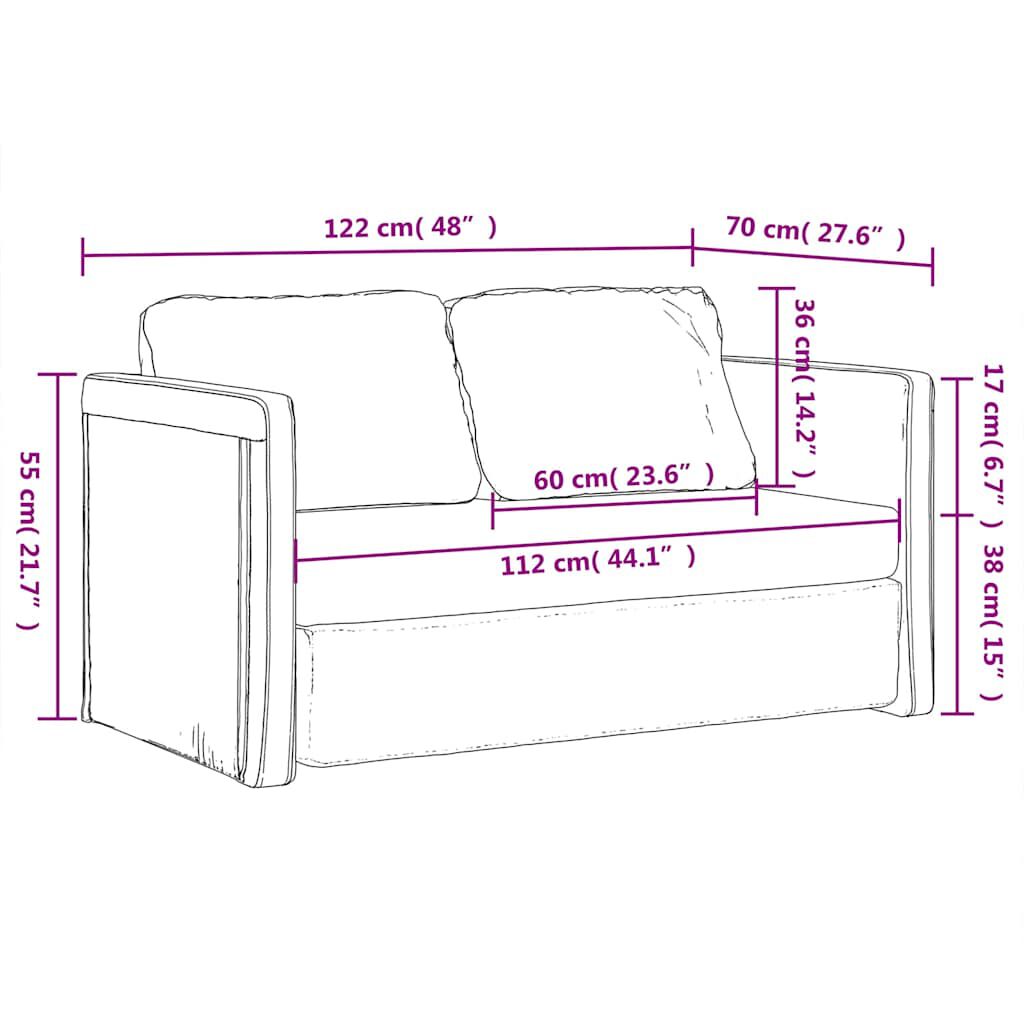 vidaXL Καναπές-Κρεβάτι Δαπέδου 2 σε 1 Αν. Γκρι 122x204x55 εκ. Βελούδο