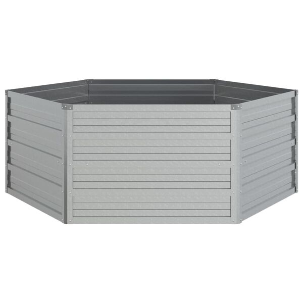 vidaXL Ζαρντινιέρα Υπερυψωμένη Ασημί 129 x 45 εκ. Γαλβανισμ. Χάλυβας