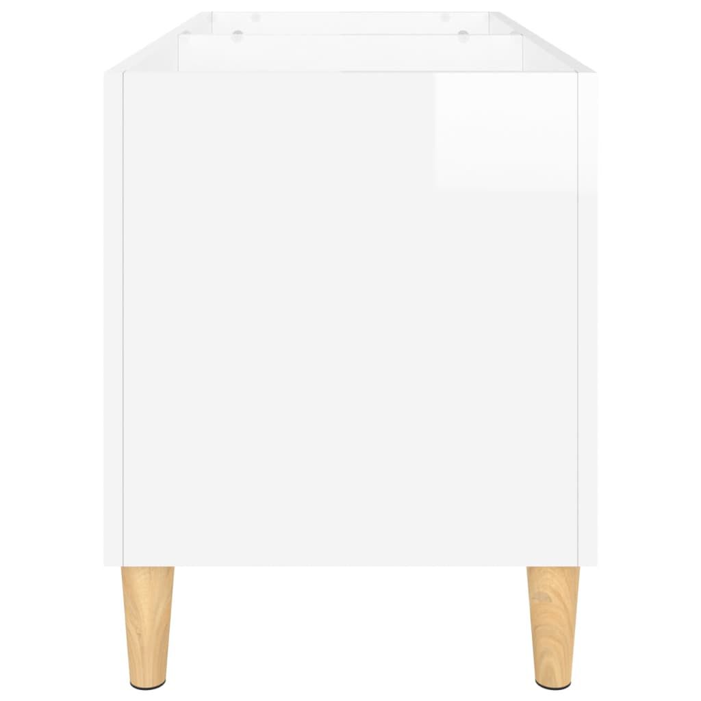 vidaXL Δισκοθήκη Γυαλιστερή Λευκή 74,5x38x48 εκ. Επεξεργασμένο Ξύλο