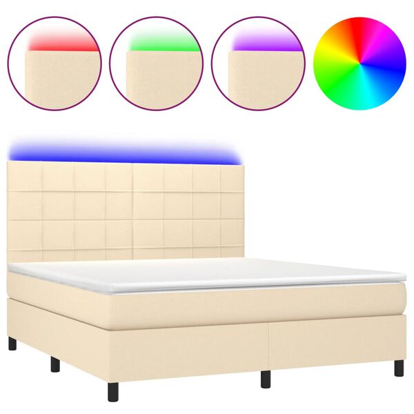 vidaXL &Kappa;&rho;&epsilon;&beta;ά&tau;&iota; Boxspring &mu;&epsilon; &Sigma;&tau;&rho;ώ&mu;&alpha; & LED &Kappa;&rho;&epsilon;&mu; 160x200 &epsilon;&kappa;. &Upsilon;&phi;&alpha;&sigma;&mu;ά&tau;&iota;&nu;&omicron;
