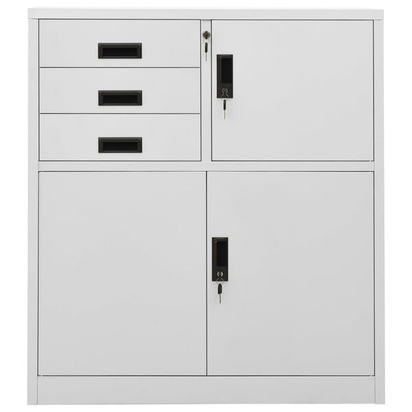 vidaXL Ντουλάπα Γραφείου Ανοιχτό Γκρι 90 x 40 x 102 εκ. Ατσάλινη