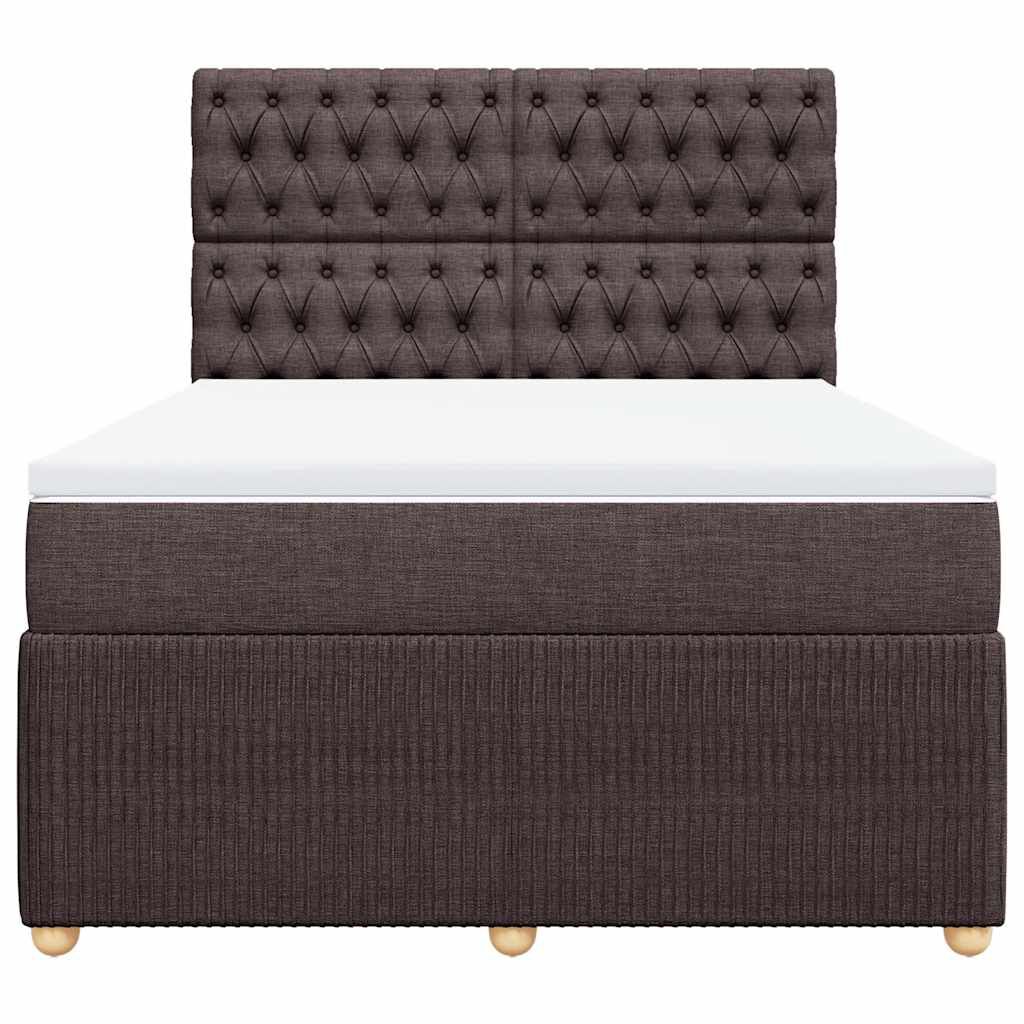 vidaXL Κρεβάτι Boxspring με Στρώμα Σκούρο Καφέ 140x190 εκ. Υφασμάτινο