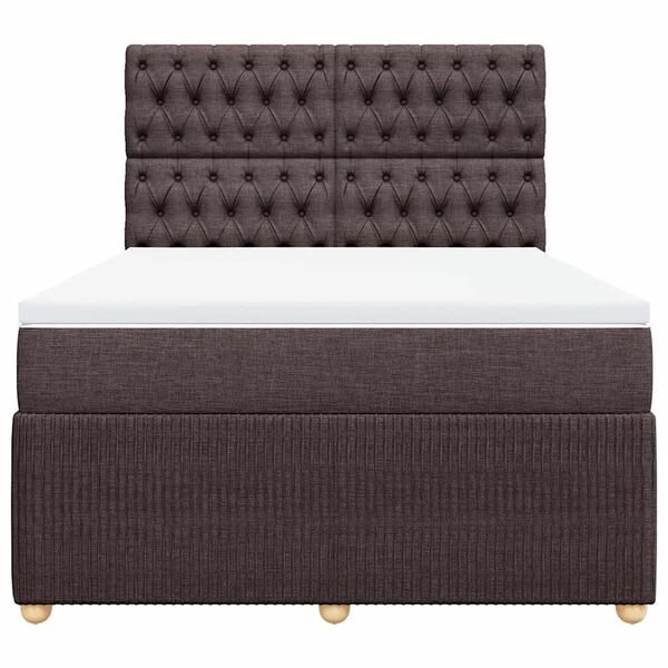 vidaXL Κρεβάτι Boxspring με Στρώμα Σκούρο Καφέ 140x190 εκ. Υφασμάτινο