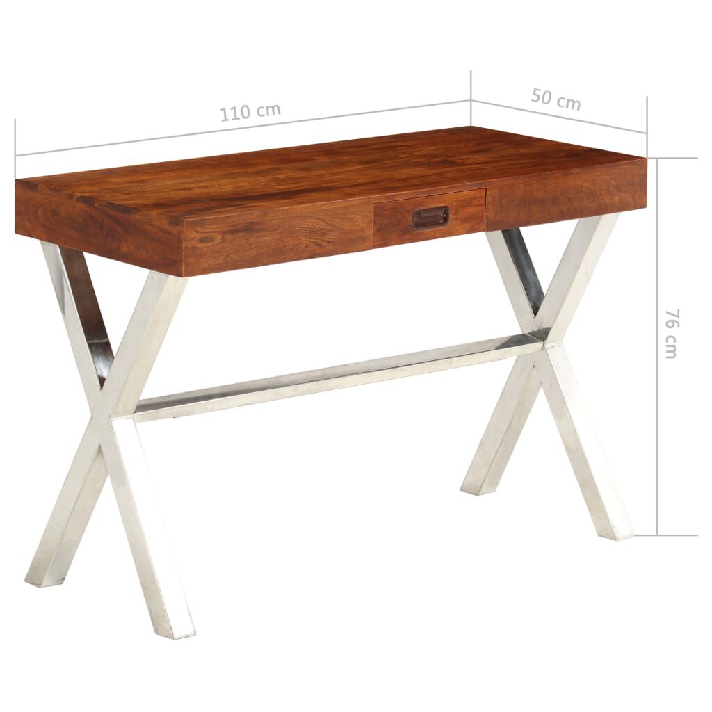 vidaXL Γραφείο 110x50x76 εκ. Μασίφ Ξύλο Ακακίας/Μελί Φινίρισμα