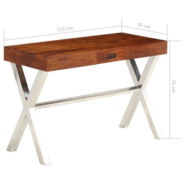vidaXL Γραφείο 110x50x76 εκ. Μασίφ Ξύλο Ακακίας/Μελί Φινίρισμα