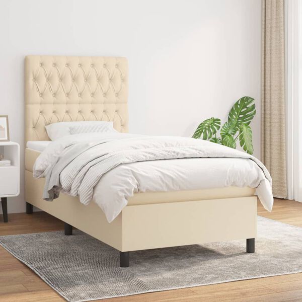 vidaXL &Kappa;&rho;&epsilon;&beta;ά&tau;&iota; Boxspring &mu;&epsilon; &Sigma;&tau;&rho;ώ&mu;&alpha; &Kappa;&rho;&epsilon;&mu; 100 x 200 &epsilon;&kappa;. &Upsilon;&phi;&alpha;&sigma;&mu;ά&tau;&iota;&nu;&omicron;