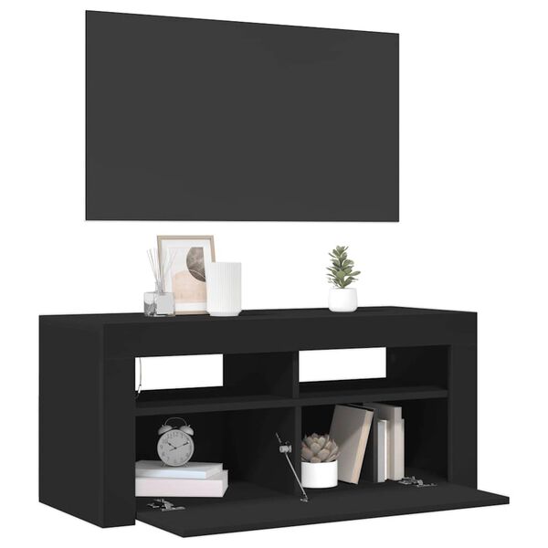 vidaXL Έπιπλο Τηλεόρασης με LED Μαύρο 90 x 35 x 40 εκ.