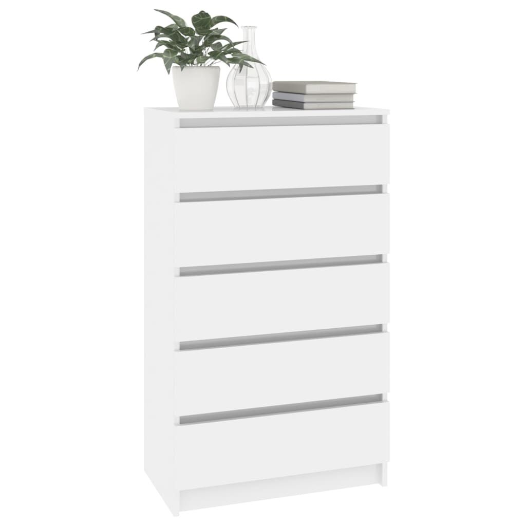vidaXL Έπιπλο Συρταριών Γυαλ. Λευκό 60x36x103 εκ. Επεξεργασμένο Ξύλο