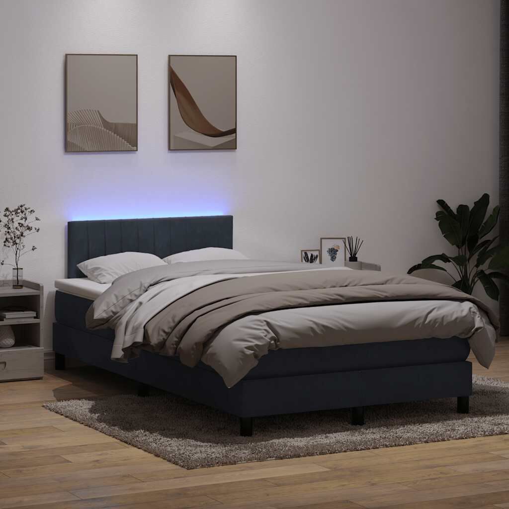vidaXL Κρεβάτι Boxspring με Στρώμα Σκούρο Γκρι 120x210 εκ. Βελούδινο