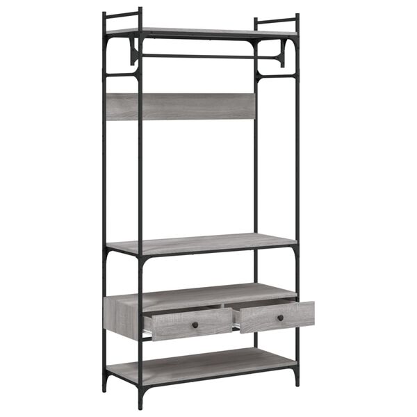vidaXL Ντουλάπα με Συρτάρια Γκρι Sonoma 89x39x184,5 εκ Επεξεργ. Ξύλο