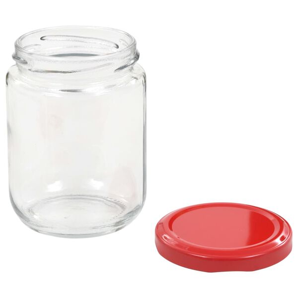 vidaXL Βάζα Μαρμελάδας 48 τεμ. 230 ml Γυάλινα με Κόκκινα Καπάκια