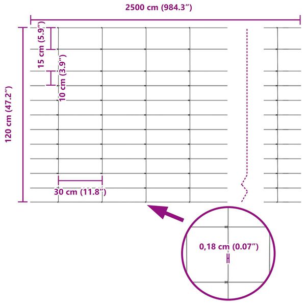 vidaXL Περίφραξη αγρού Ασημί 25 x 1.2 μ Γαλβανισμένος χάλυβας