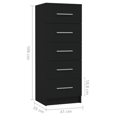 vidaXL Συρταριέρα Ψηλή Μαύρη 41 x 35 x 106 εκ. από Μοριοσανίδα
