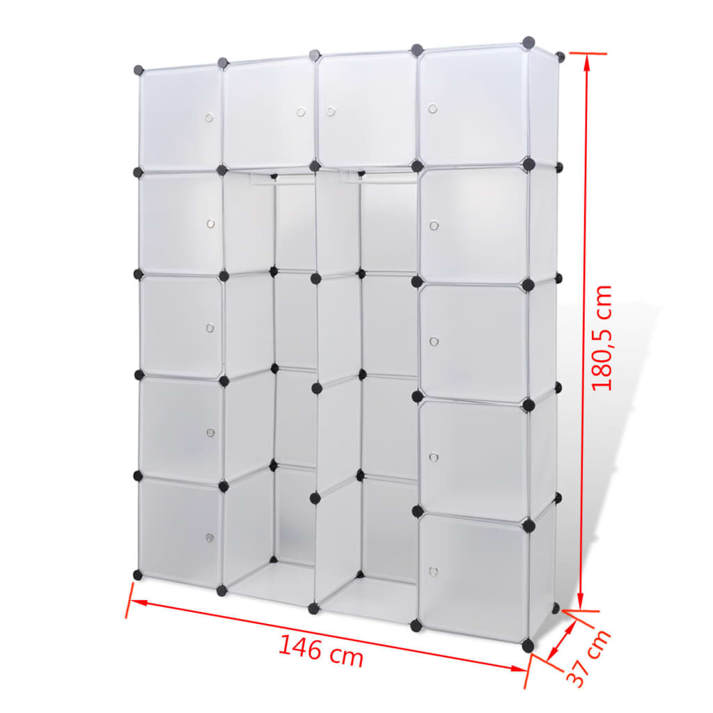 vidaXL Ντουλάπα Σπονδυλωτή 14 Τμήματα Άσπρη 37 x 146 x 180,5 εκ