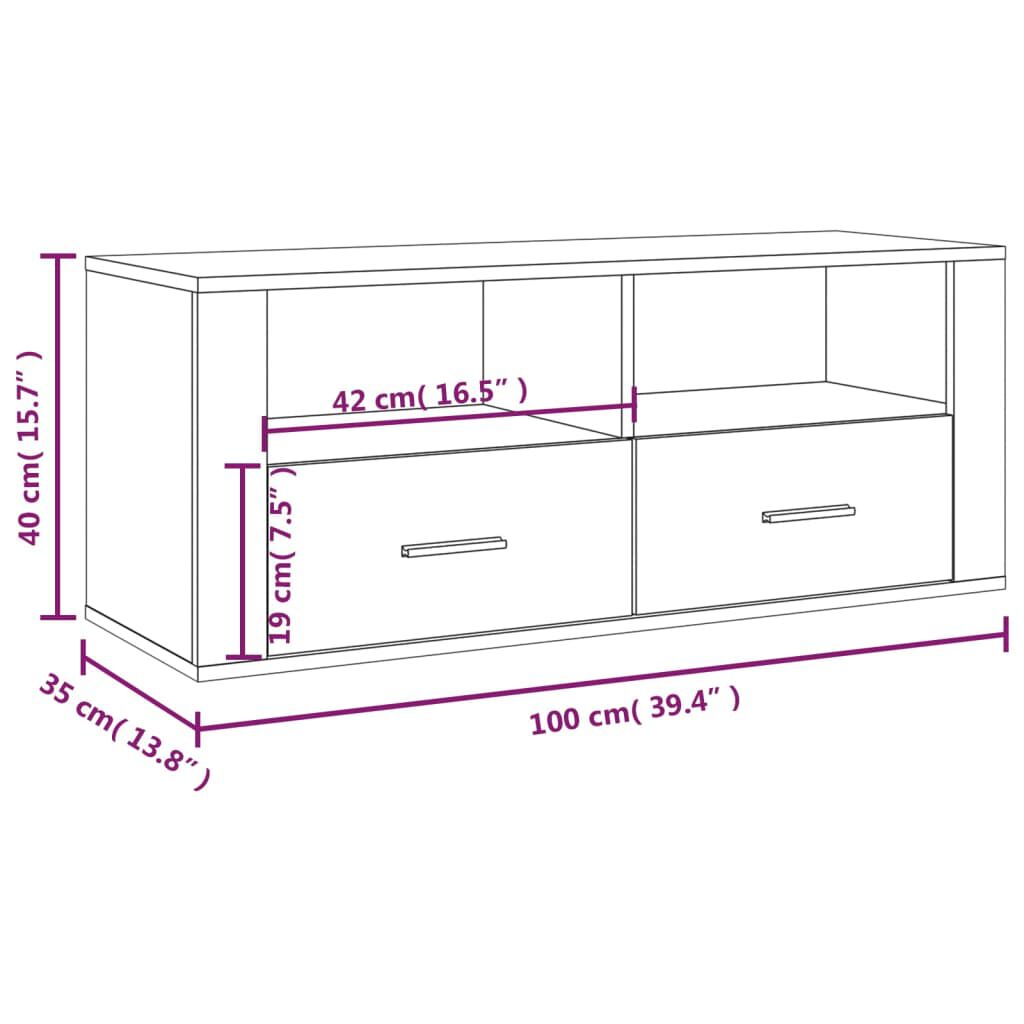 vidaXL Έπιπλο Τηλεόρασης Γυαλ. Λευκό 100x35x40 εκ. Επεξεργασμένο Ξύλο