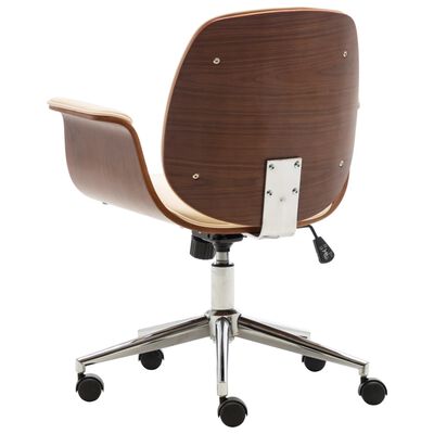vidaXL Καρέκλα Γραφείου Κρεμ από Λυγισμένο Ξύλο και Συνθετικό Δέρμα