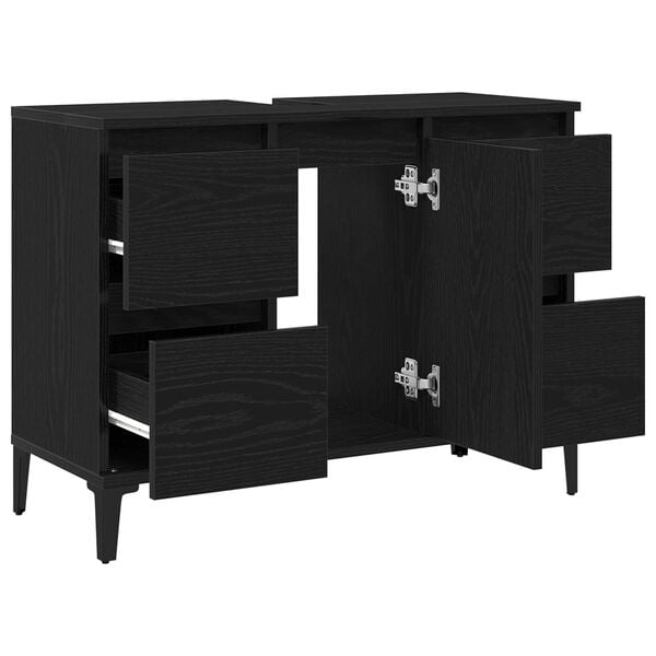 vidaXL Ντουλάπι νιπτήρα Μαύρη δρυς 80 x 33 x 60 εκ Επεξεργασμένο ξύλο