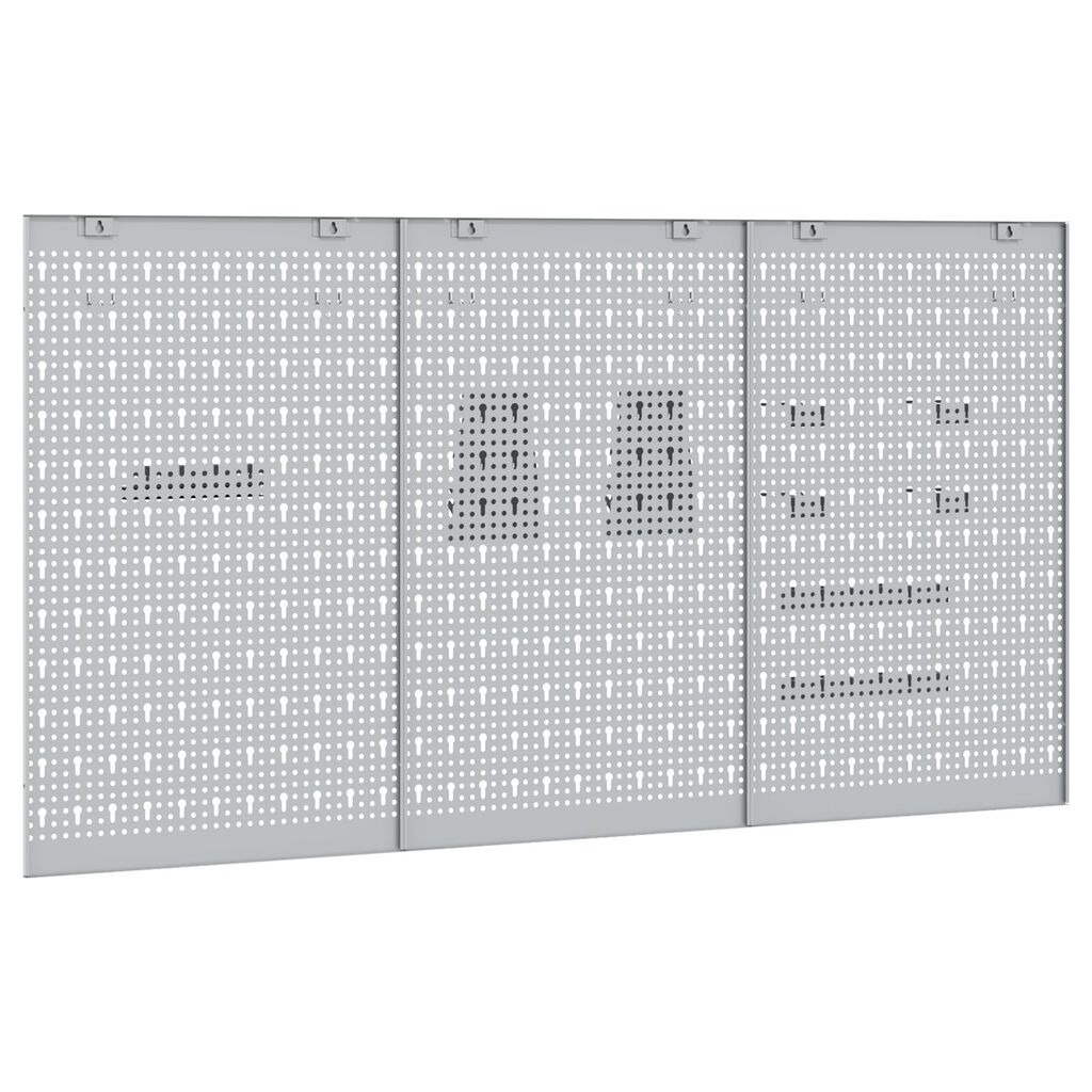 vidaXL Pegboards 3 τεμάχια με 15 αξεσουάρ Γκρι 50x80 εκ Ατσάλι