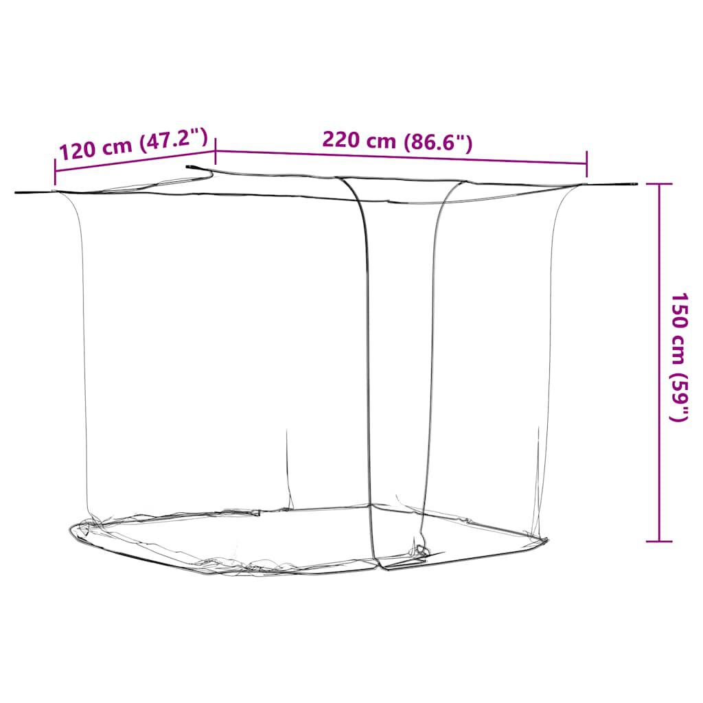 vidaXL Κουνουπιέρα Κρεμαστή 220x120x150 εκ. από Δίχτυ