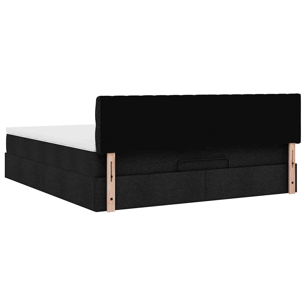 vidaXL Οθωμανικό κρεβάτι με στρώμα Μαύρο 180x200cm Ύφασμα