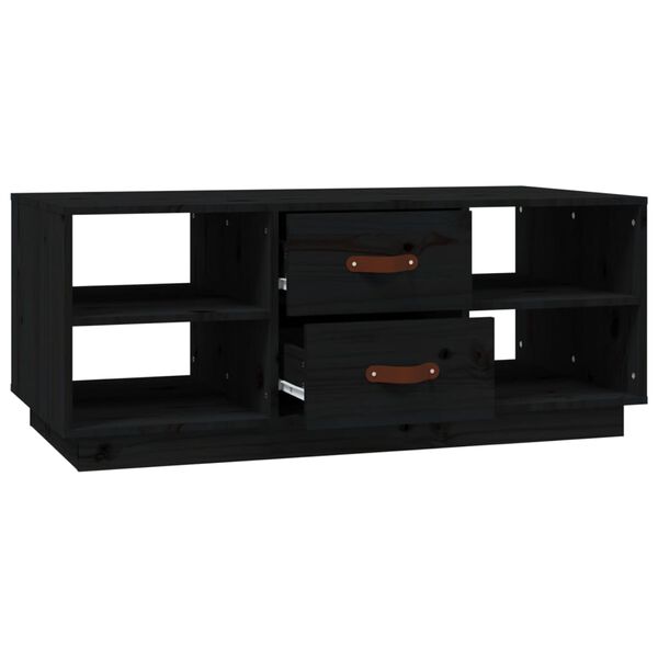 vidaXL Τραπεζάκι Σαλονιού Μαύρο 100x50x41 εκ. από Μασίφ Ξύλο Πεύκου