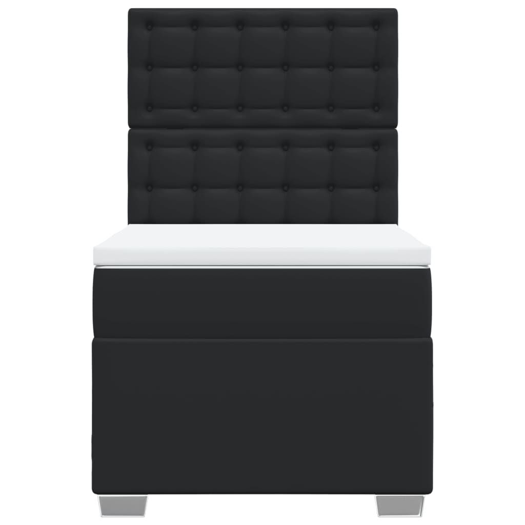 vidaXL Κρεβάτι Boxspring με Στρώμα Μαύρο 100x200εκ.από Συνθετικό Δέρμα