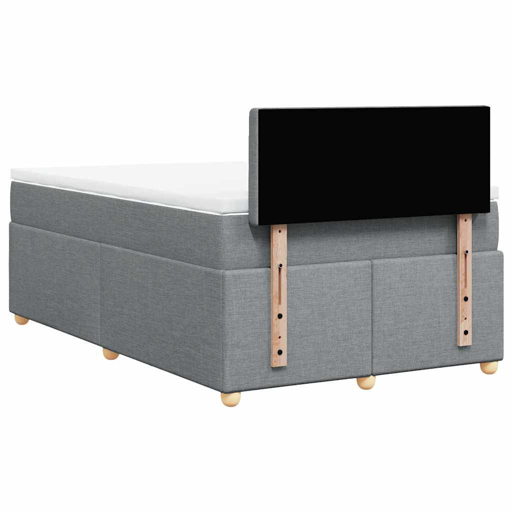 vidaXL Κρεβάτι Boxspring με Στρώμα Ανοιχτό Γκρι 120x190 εκ. Υφασμάτινο