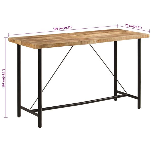 vidaXL Τραπέζι Μπαρ 180 x 70 x 107 εκ. από Μασίφ Ξύλο Μάνγκο & Σίδηρο