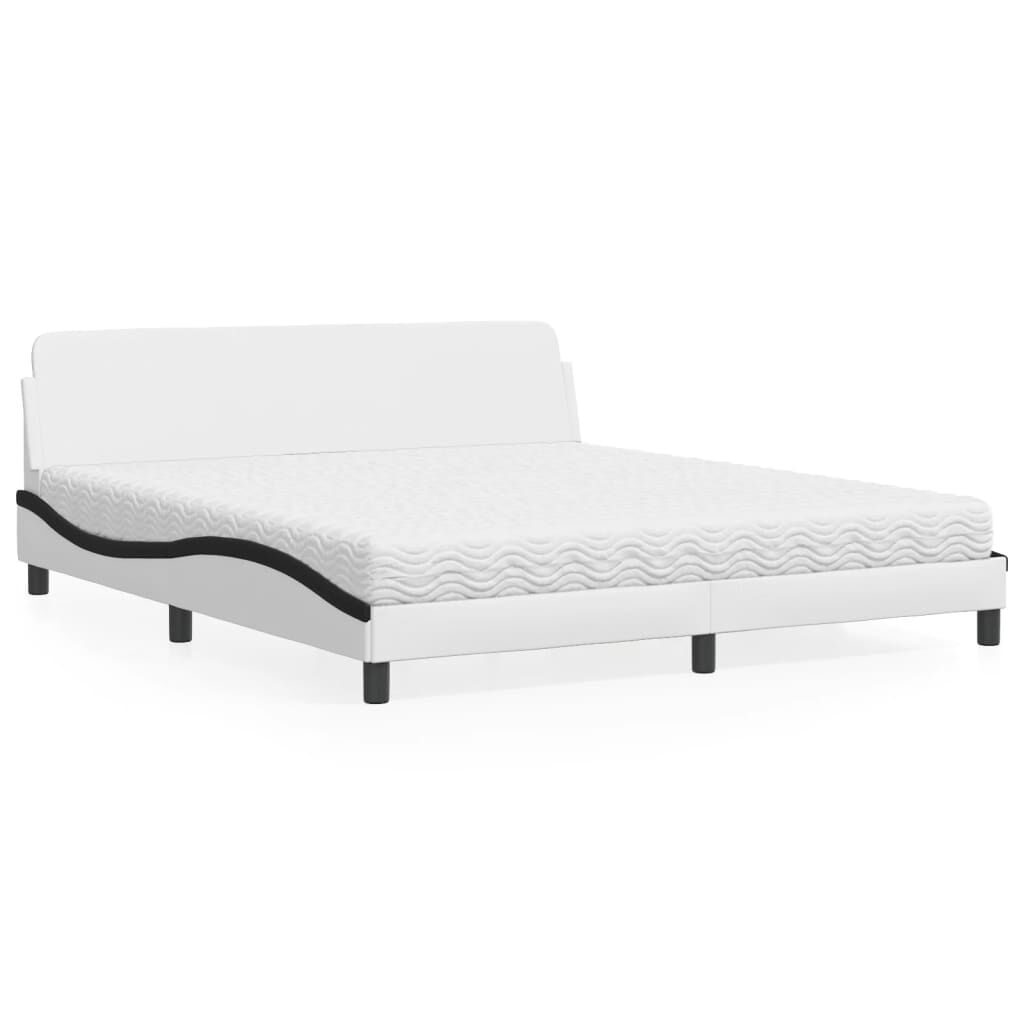 vidaXL Κρεβάτι με Στρώμα Μαύρο/Λευκό 180x200 εκ. από Συνθετικό Δέρμα
