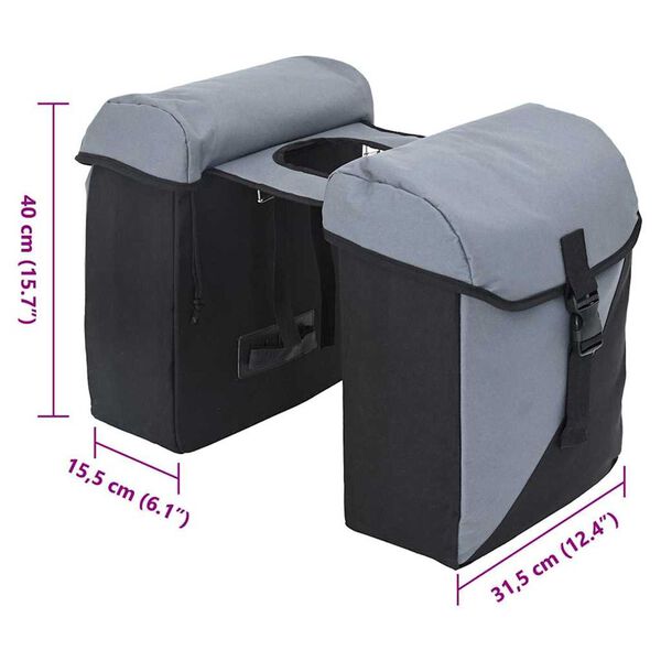 vidaXL Τσάντα Ποδηλάτου Μαύρο και Γκρι 15.5 x 31.5 x 40 εκ Πολυεστέρας