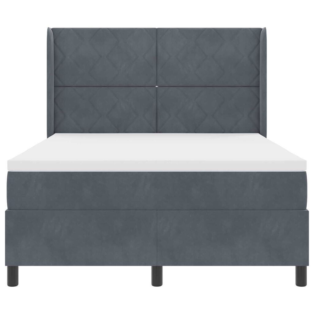vidaXL Κρεβάτι Box Spring LED με Στρώμα Σκούρο Γκρι 140 x 190 cm